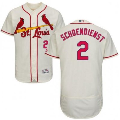 Mens Majestic St Louis Cardinals 2 Red Schoendienst Cream Alternate Flex Base Authentic Collection MLB Jersey