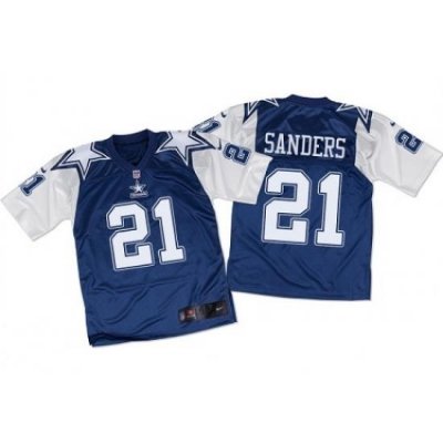 Men Nike Deion Sanders Dallas Cowboys Elite Navy White Throwback Jersey