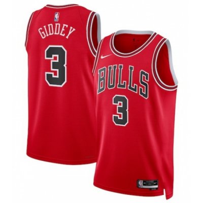 Men Nike Chicago Bulls Josh Giddey #3 Stitched Basketball Swingman Jersey Red