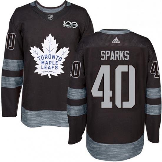 Mens Adidas Toronto Maple Leafs 40 Garret Sparks Authentic Black 1917 2017 100th Anniversary NHL Jersey