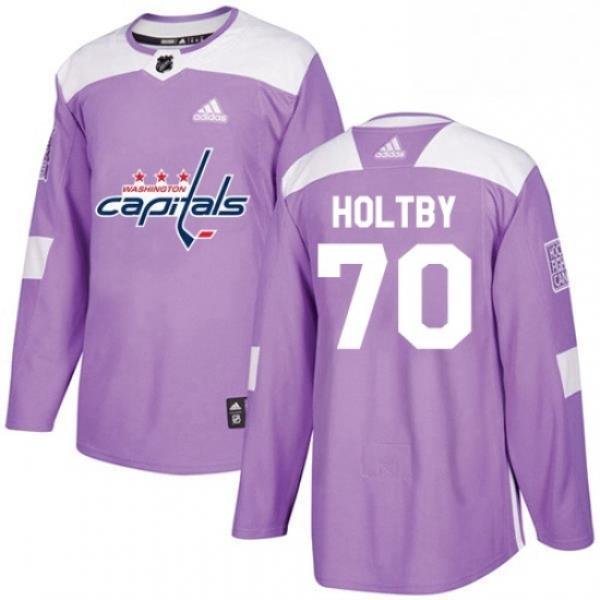 Youth Adidas Washington Capitals 70 Braden Holtby Authentic Purple Fights Cancer Practice NHL Jersey