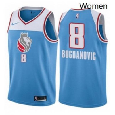 Womens Nike Sacramento Kings 8 Bogdan Bogdanovic Swingman Blue NBA Jersey City Edition