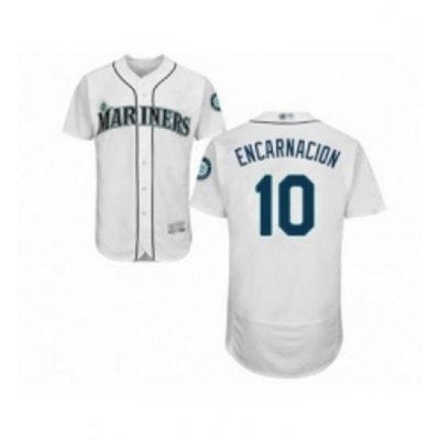 Mens Seattle Mariners 10 Edwin Encarnacion White Home Flex Base Authentic Collection Baseball Jersey