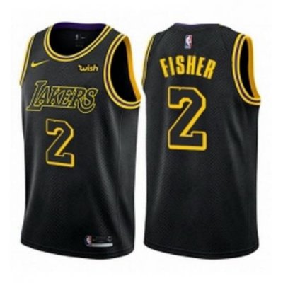 Womens Nike Los Angeles Lakers 2 Derek Fisher Swingman Black NBA Jersey City Edition