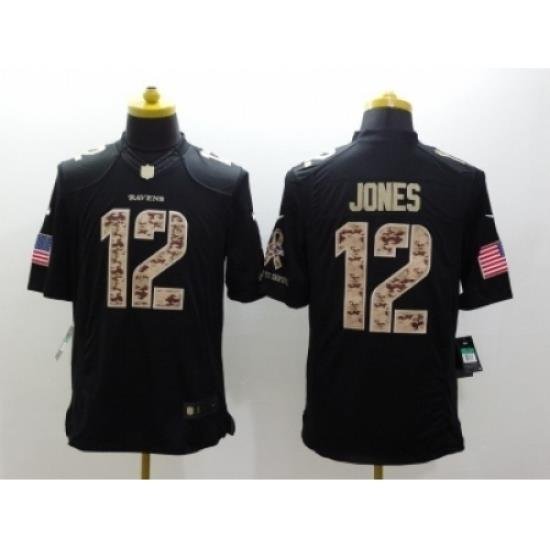 Nike Baltimore Ravens 12 Jacoby Jones Black Limited Salute to Service NFL Jersey