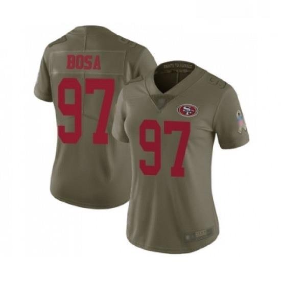 Womens San Francisco 49ers 97 Nick Bosa Limited Olive 2017 Salute to Service Football Jersey