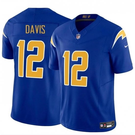 Men Los Angeles Chargers 12 Derius Davis Royal 2024 F U S E Vapor Limited Stitched Football Jersey