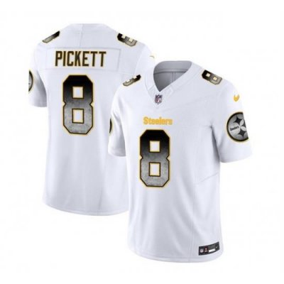 Men Pittsburgh Steelers 8 Kenny Pickett White 2023 F U S E  Smoke Vapor Untouchable Limited Stitched Jersey