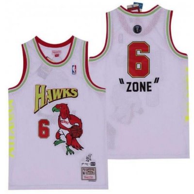 Men B&R Remix Jersey Hawks 6 Zone White Throwback Jersey