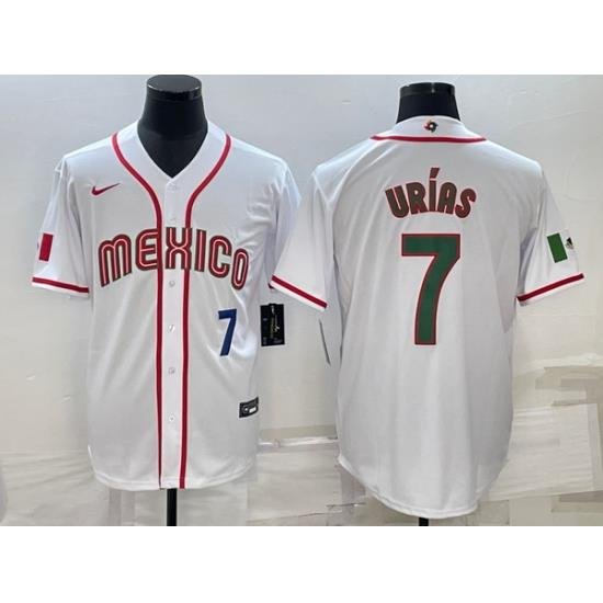 Men's Mexico Baseball #7 Julio Urias 2023 White World Baseball Classic Stitched Jerseys I