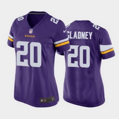 women jeff gladney minnesota vikings purple game jersey