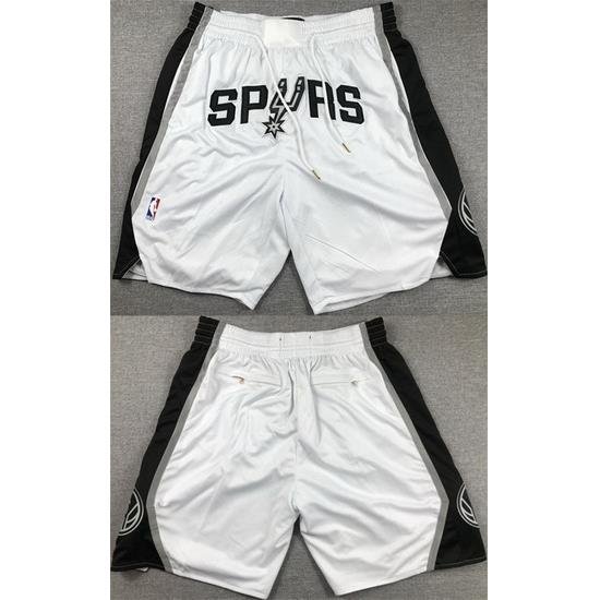 Men San Antonio Spurs White Shorts