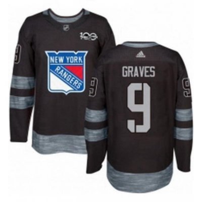 Mens Adidas New York Rangers 9 Adam Graves Authentic Black 1917 2017 100th Anniversary NHL Jersey