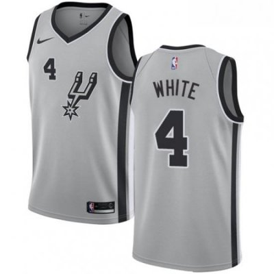 Womens Nike San Antonio Spurs 4 Derrick White Authentic Silver Alternate NBA Jersey Statement Edition