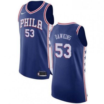 Womens Nike Philadelphia 76ers 53 Darryl Dawkins Authentic Blue Road NBA Jersey Icon Edition