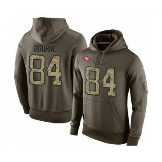 Football Mens San Francisco 49ers 84 Kendrick Bourne Green Salute To Service Pullover Hoodie