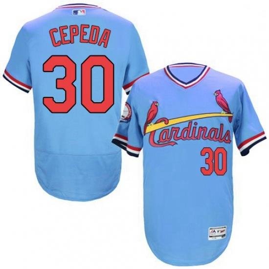 Mens Majestic St Louis Cardinals 30 Orlando Cepeda Light Blue FlexBase Authentic Collection MLB JerseyCooperst