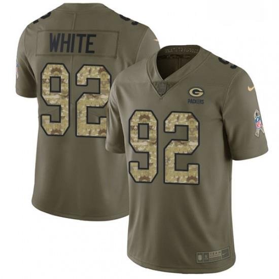 Men Nike Green Bay Packers 92 Reggie White Limited OliveCamo 2017 Salute to Service NFL Jersey