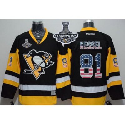 Penguins #81 Phil Kessel Black Alternate USA Flag Fashion 2017 Stanley Cup Finals Champions Stitched NHL Jersey