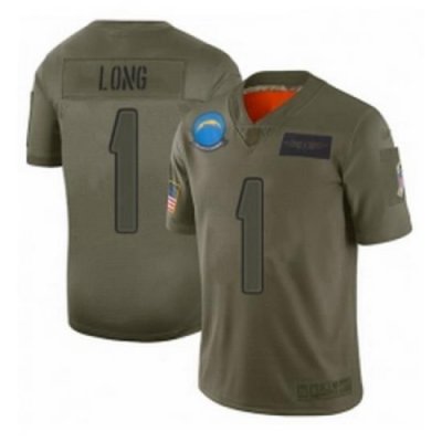 Men Los Angeles Chargers 1 Ty Long Limited Camo 2019 Salute to Service Football Jersey