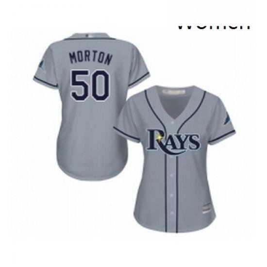 Womens Tampa Bay Rays 50 Charlie Morton Replica Grey Road Cool Base Baseball Jersey