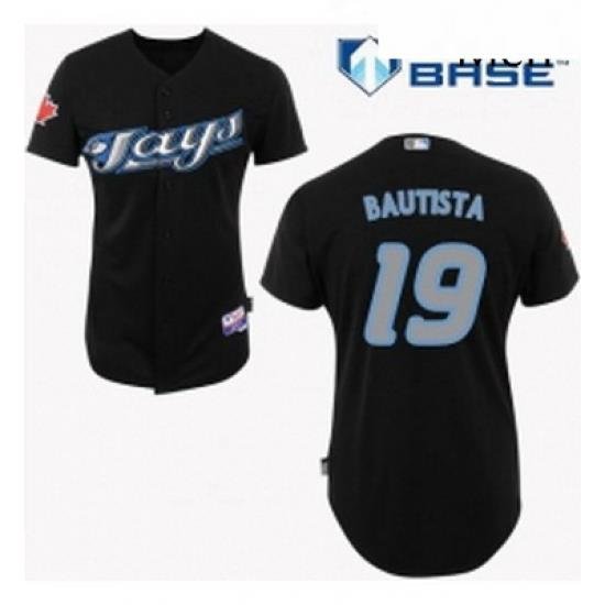 Mens Majestic Toronto Blue Jays 19 Jose Bautista Authentic Black Cool Base MLB Jersey