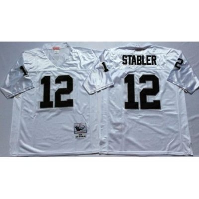 Men Las Vegas Raiders 12 Ken Stabler White M&N Throwback Jersey