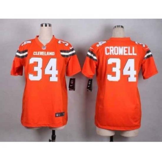 nike women nfl jerseys cleveland browns 34 crowell orange[nike][new style]