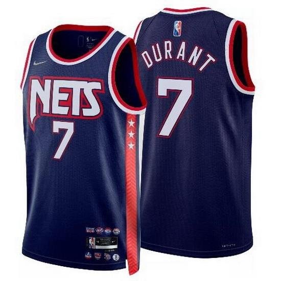 Men Brooklyn Nets 7 Kevin Durant Navy Nike 2021-22 City Edition Swingman Jersey