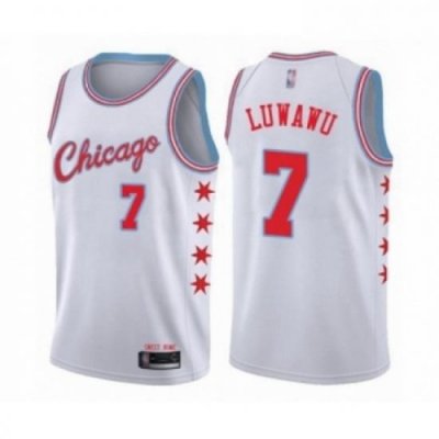 Mens Chicago Bulls 7 Timothe Luwawu Authentic White Basketball Jersey City Edition