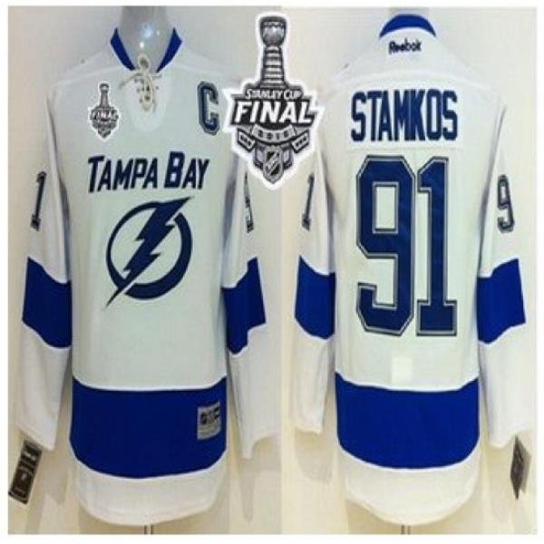 Tampa Bay Lightning #91 Steven Stamkos White 2015 Stanley Cup Stitched Youth NHL Jersey