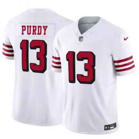 Youth San Francisco 49ers #13 Brock Purdy White Throwback Stitched Jersey