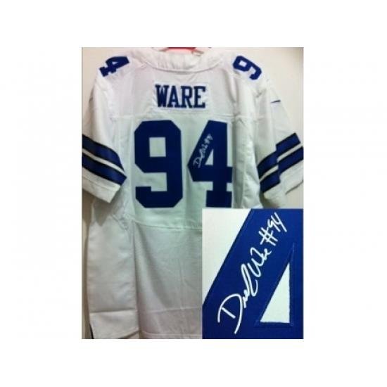 Nike Dallas CoWboys 94 DeMarcus Ware White Elite Signed NFL Jersey