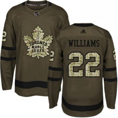 Youth Adidas Toronto Maple Leafs 22 Tiger Williams Authentic Green Salute to Service NHL Jersey