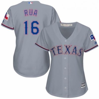 Womens Majestic Texas Rangers 16 Ryan Rua Authentic Grey Road Cool Base MLB Jersey