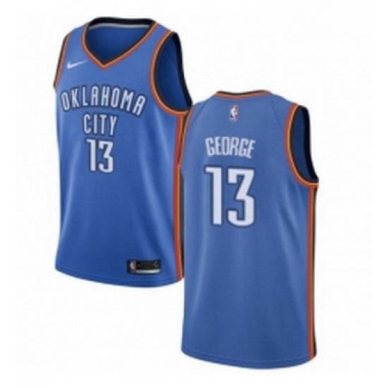 Womens Nike Oklahoma City Thunder 13 Paul George Swingman Royal Blue Road NBA Jersey Icon Edition