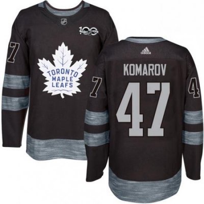 Mens Adidas Toronto Maple Leafs 47 Leo Komarov Authentic Black 1917 2017 100th Anniversary NHL Jersey