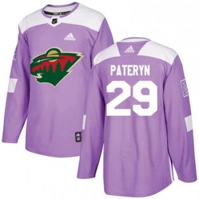 Youth Adidas Minnesota Wild 29 Greg Pateryn Authentic Purple Fights Cancer Practice NHL Jersey