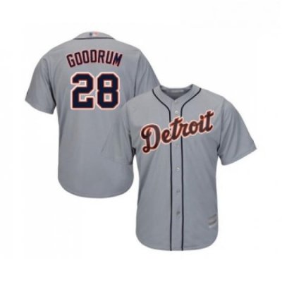 Youth Detroit Tigers 28 Niko Goodrum Replica Grey Road Cool Base Baseball Jersey