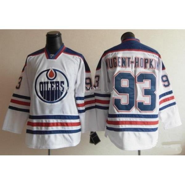 Edmonton Oilers 93# Ryan Nugent-Hopkins White Hockey Jersey