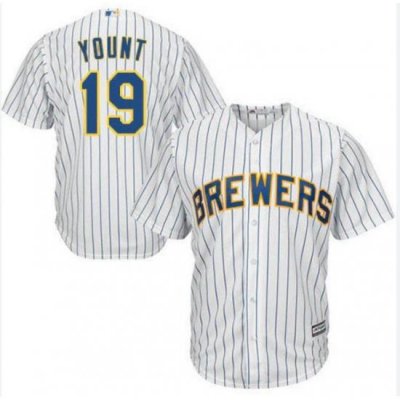 Men Robin Yount Milwaukee Brewers White Nike Light Blue Jersey