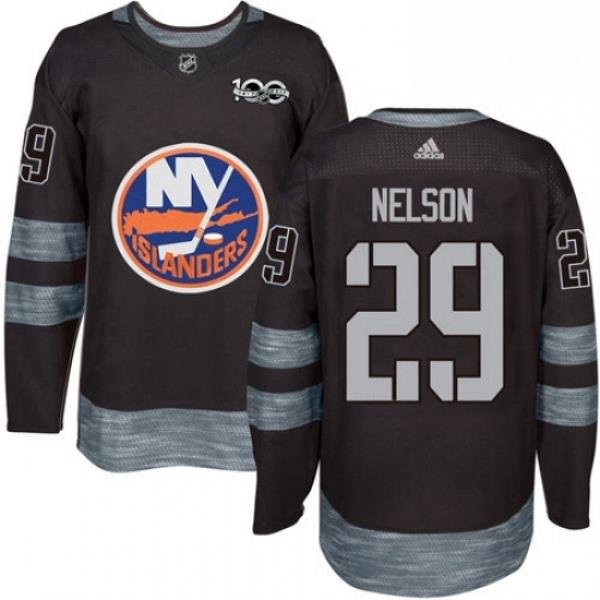 Mens Adidas New York Islanders 29 Brock Nelson Authentic Black 1917 2017 100th Anniversary NHL Jersey