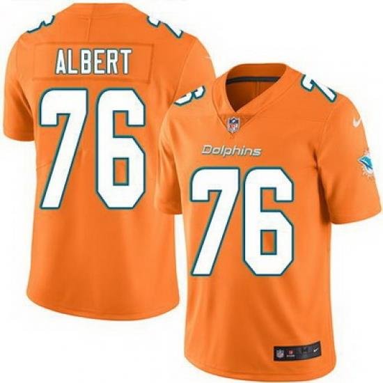 Nike Dolphins #76 Branden Albert Orange Mens Stitched NFL Limited Rush Jersey