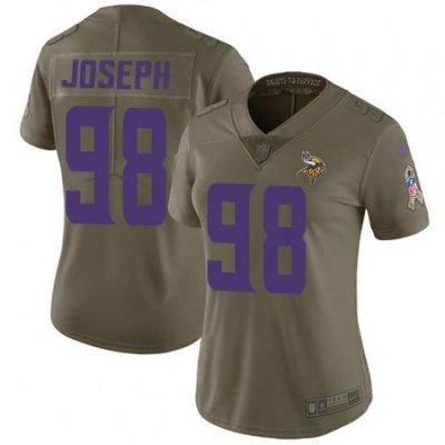 Womens Nike Vikings #98 Linval Joseph Olive  Stitched NFL Limited 2017 Salute to Service Jersey