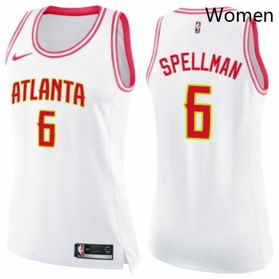 Womens Nike Atlanta Hawks 6 Omari Spellman Swingman WhitePink Fashion NBA Jersey