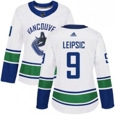 Womens Adidas Vancouver Canucks 9 Brendan Leipsic Authentic White Away NHL Jersey