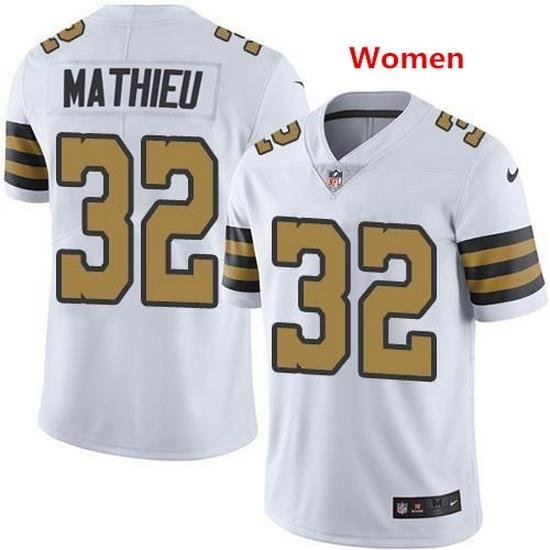 Women New Orleans Saints 32 Tyrann Mathieu White Color Rush Limited Stitched Jerse