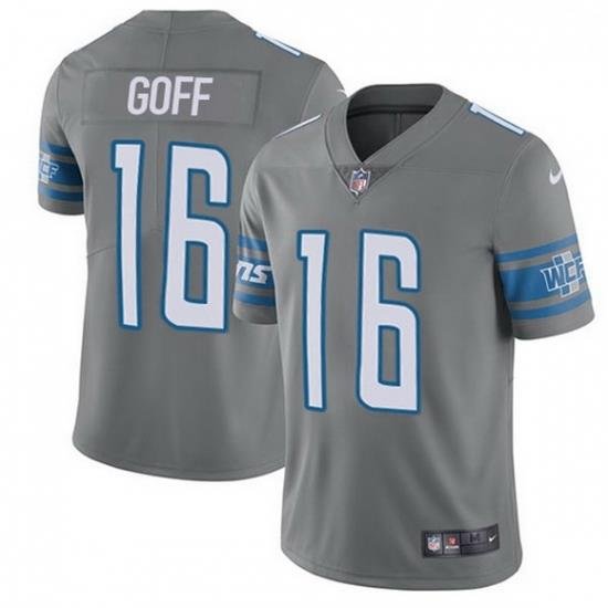 Men Detroit Lions 16 Jared Goff Gray Men Stitched NFL Limited Rush Jersey