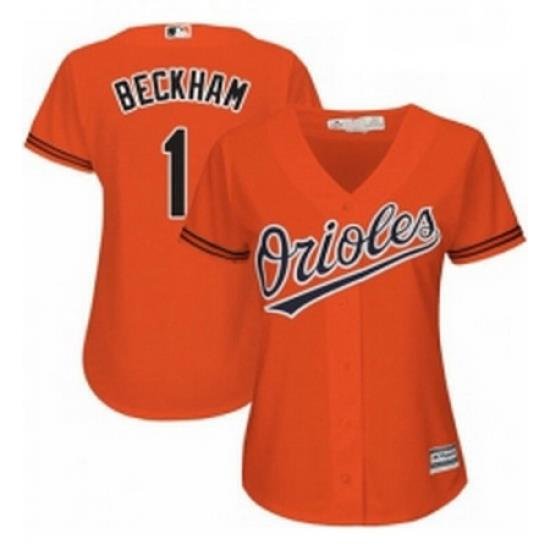 Womens Majestic Baltimore Orioles 1 Tim Beckham Replica Orange Alternate Cool Base MLB Jersey