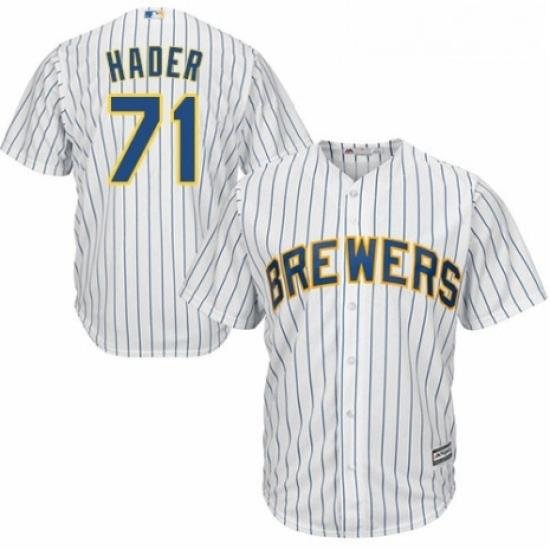 Youth Majestic Milwaukee Brewers 71 Josh Hader Authentic White Home Cool Base MLB Jersey